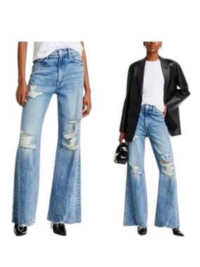 NEW MOTHER SUPERIOR The Sidestepper Sneak Chew High Waisted Wide Leg Jean